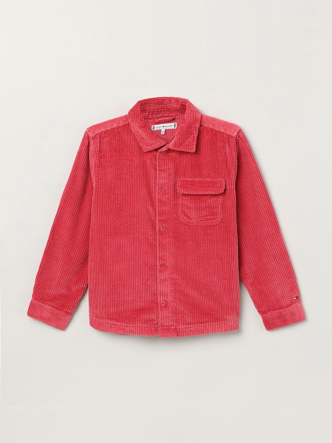 

Tommy Hilfiger Girls Spread Collar Solid Cotton Casual Shirt, Red