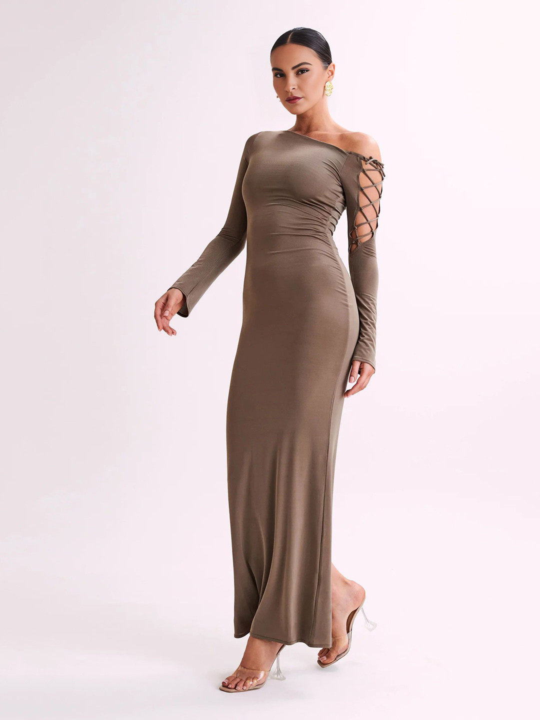 

Bee Boe Lace-Up Maxi Dress, Brown
