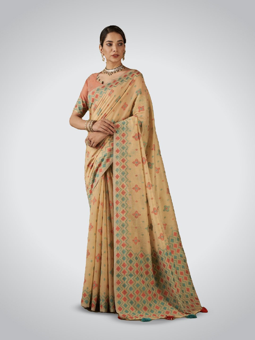

SARHA Pure Cotton Saree, Beige