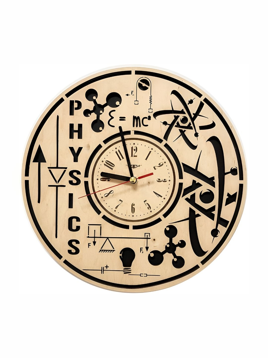 

QEZNEF Black & Brown Analogue Traditional Wall Clock