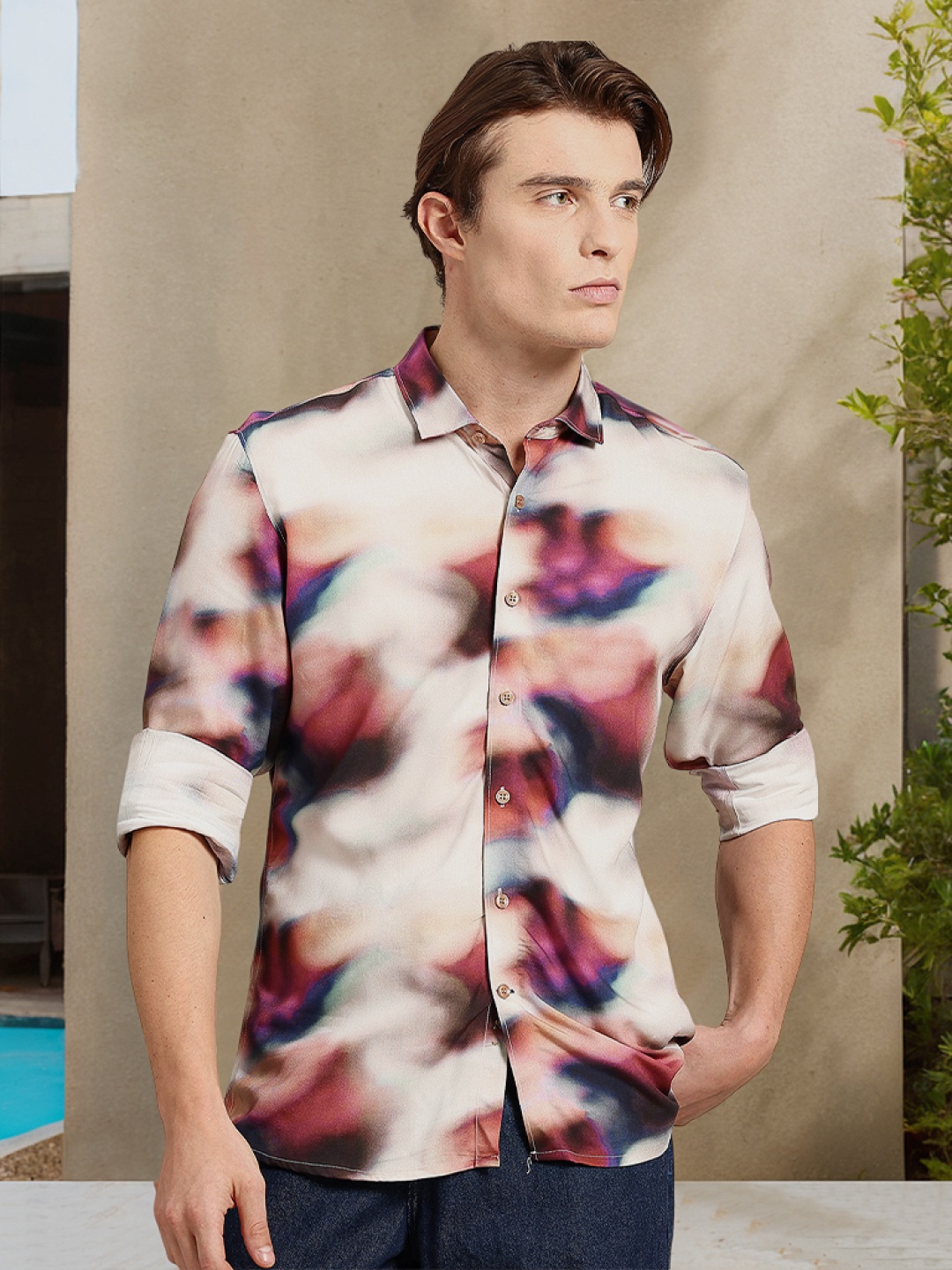 

Mast & Harbour Tie and Dye Opaque Casual Shirt, Multi