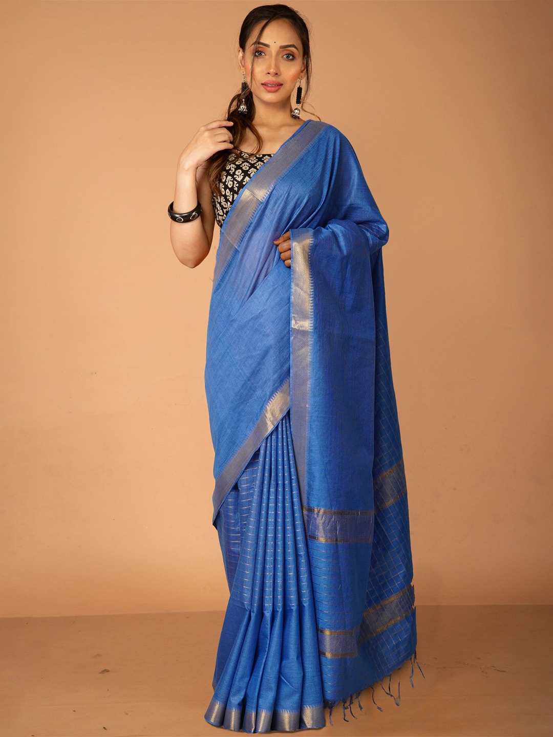 

Unnati Silks Woven Design Handloom Chanderi Saree, Blue