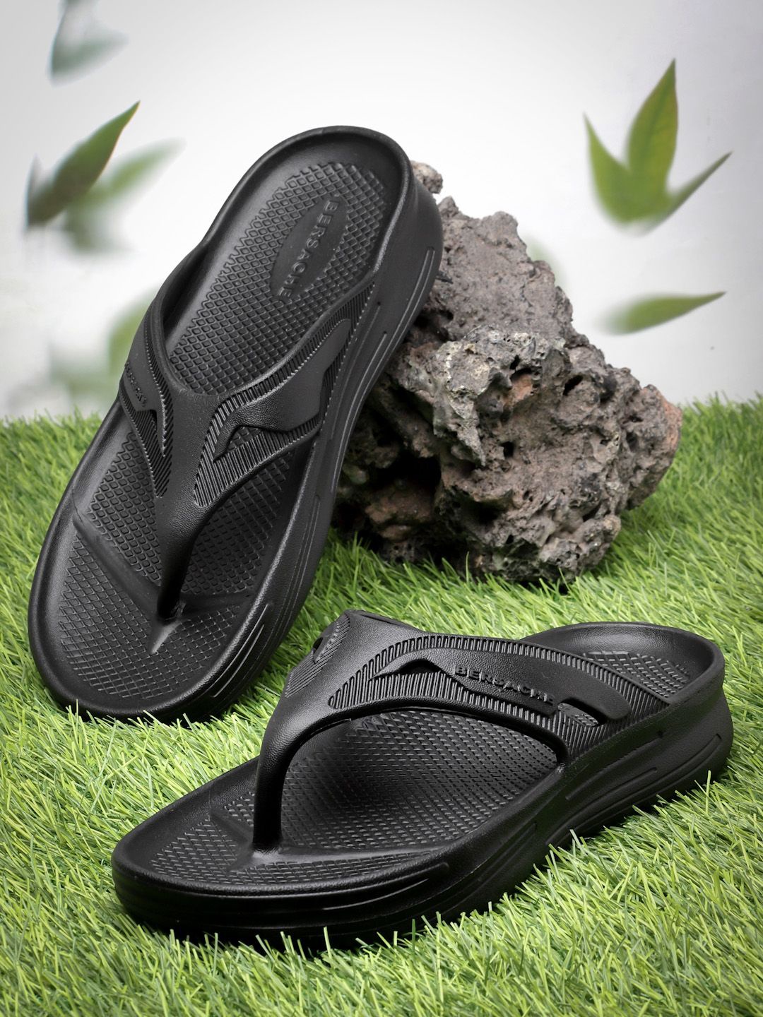 

BERSACHE Men Solid Extra Soft Thong Flip-Flops, Black