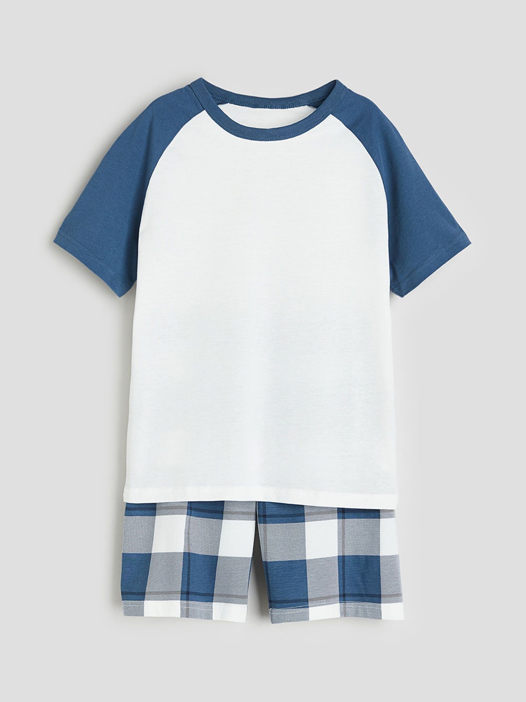 

H&M Boys Coloblocked Pure Cotton Night Suit, Blue