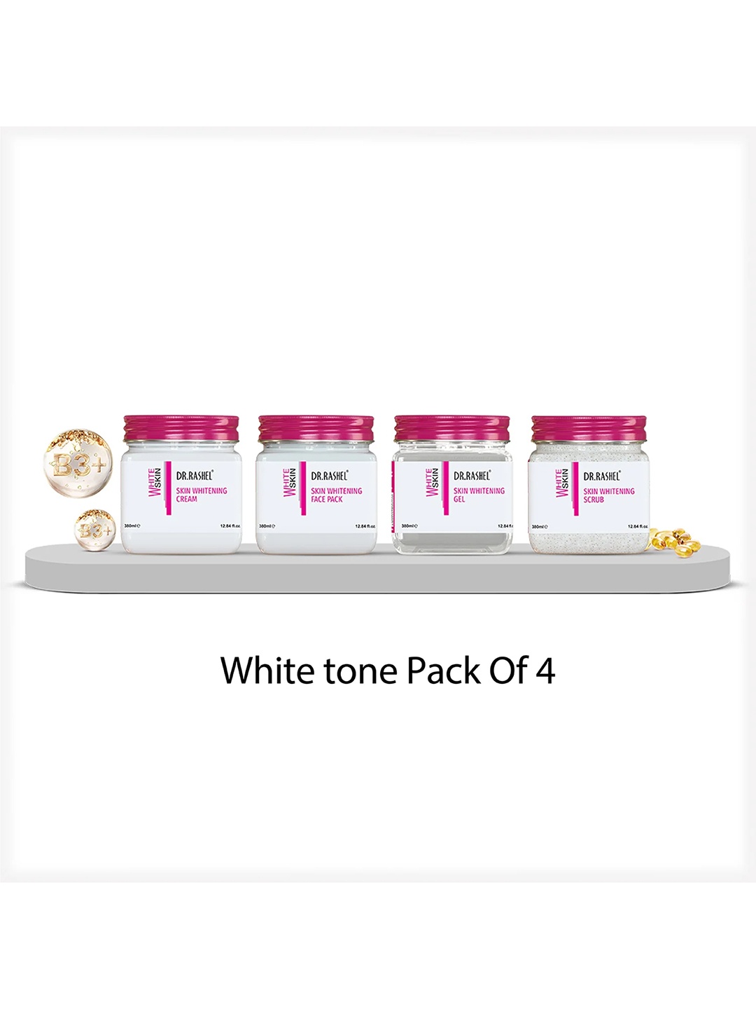 

DR.RASHEL Set Of 4 Skin Brightening Cream, Face Pack, Gel & Scrub 380 ml Each, Pink