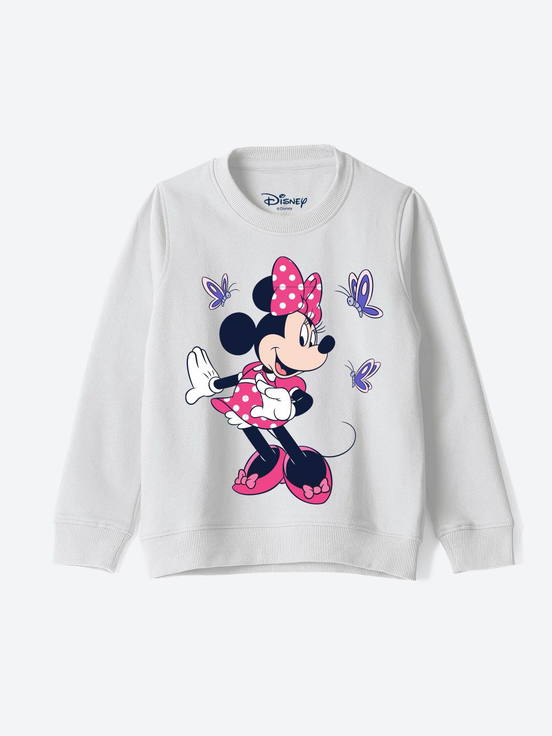 

YK Disney Girls Graphic Printed Round Neck Cotton Pullover Sweatshirt, White