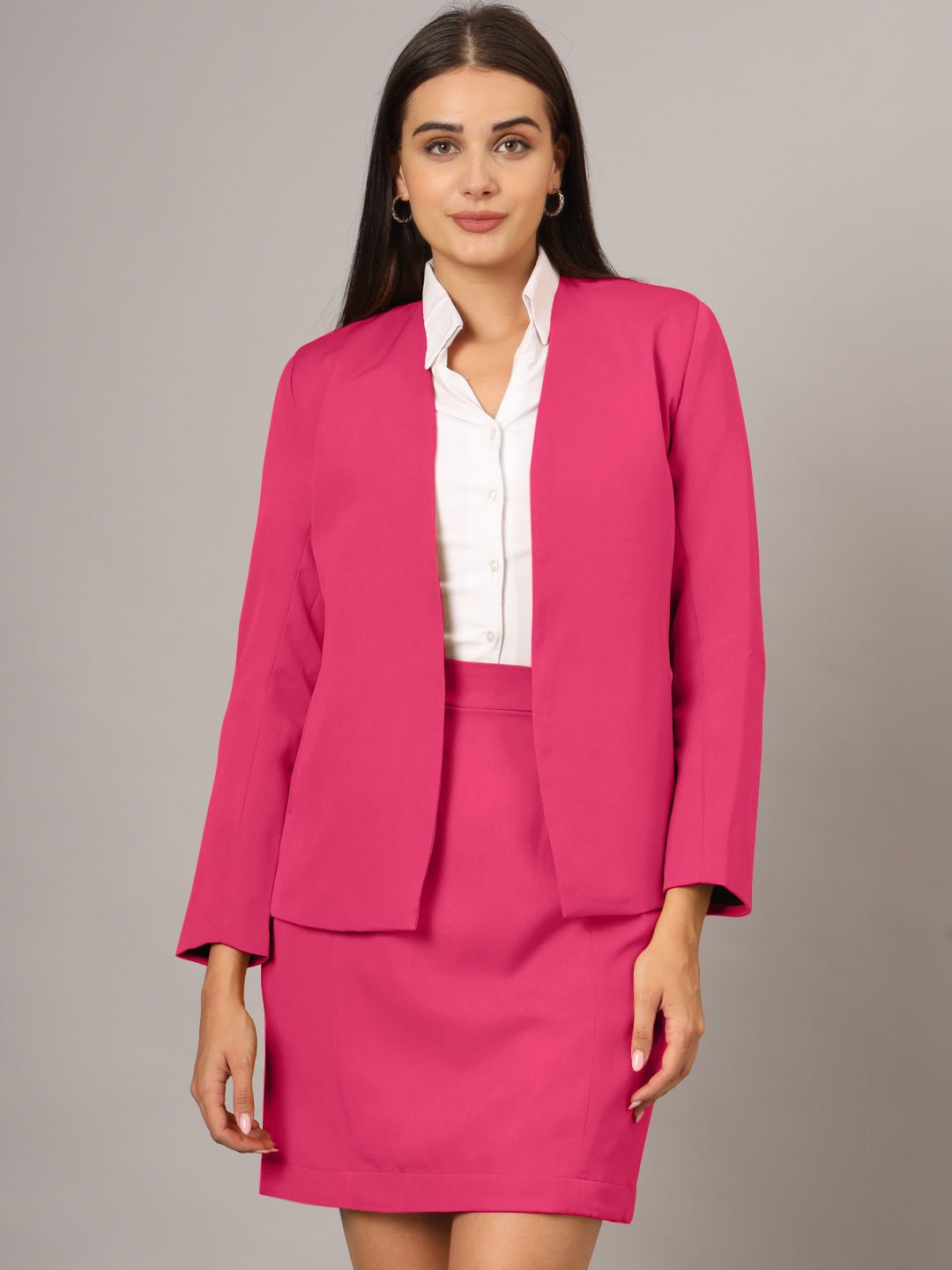

BRINNS Open Front Blazer & Skirt Suit, Pink