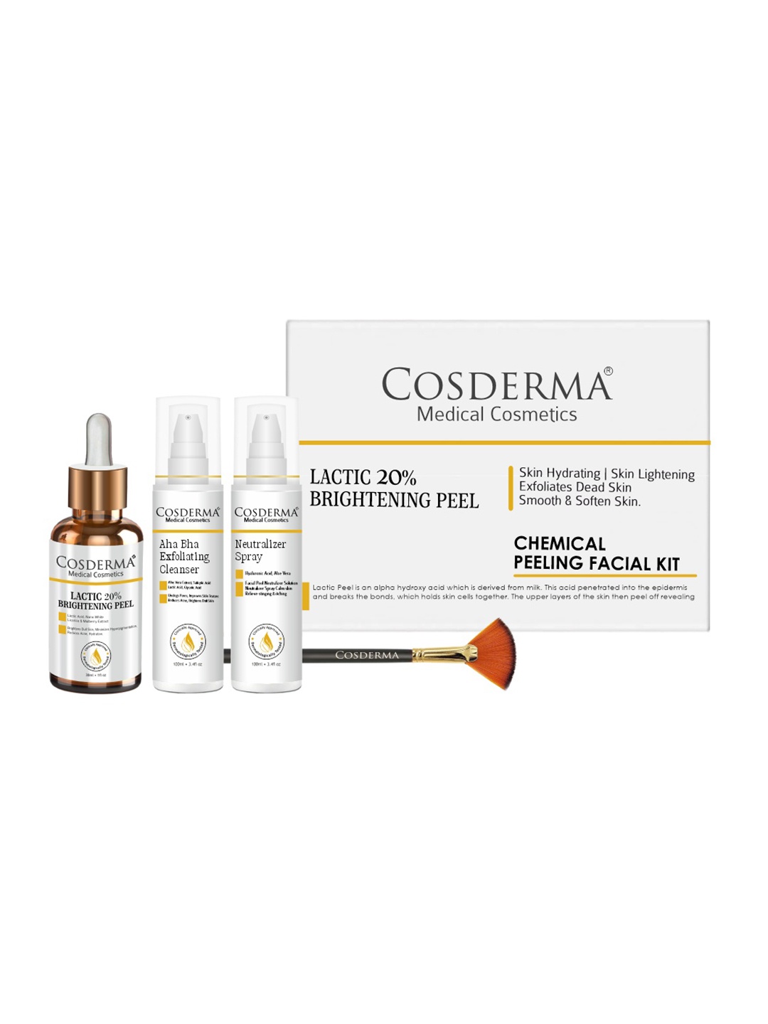 

COSDERMA Lactic 20% Brightening Chemical Peeling Facial Kit, Green