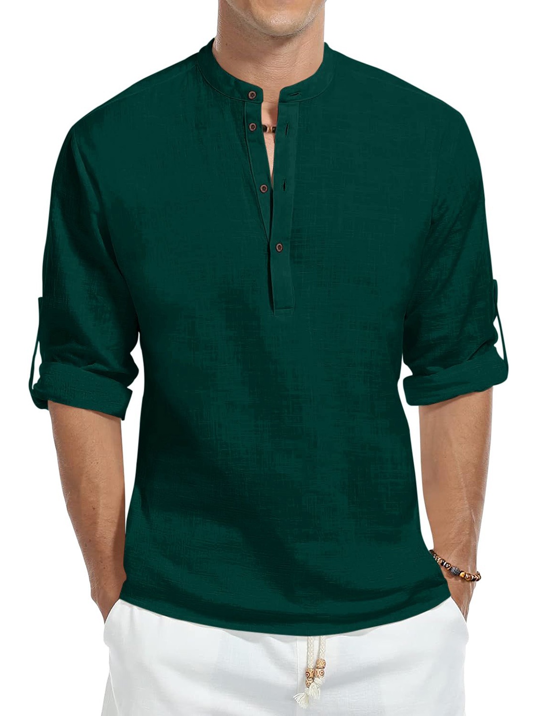 

Zombom Men Solid Straight Full Sleeve Kurta, Green