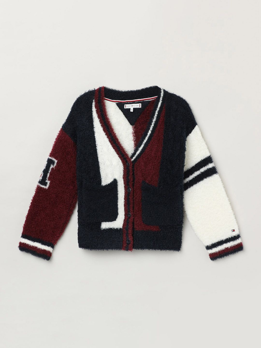 

Tommy Hilfiger Girls Self Design Cardigan, Maroon