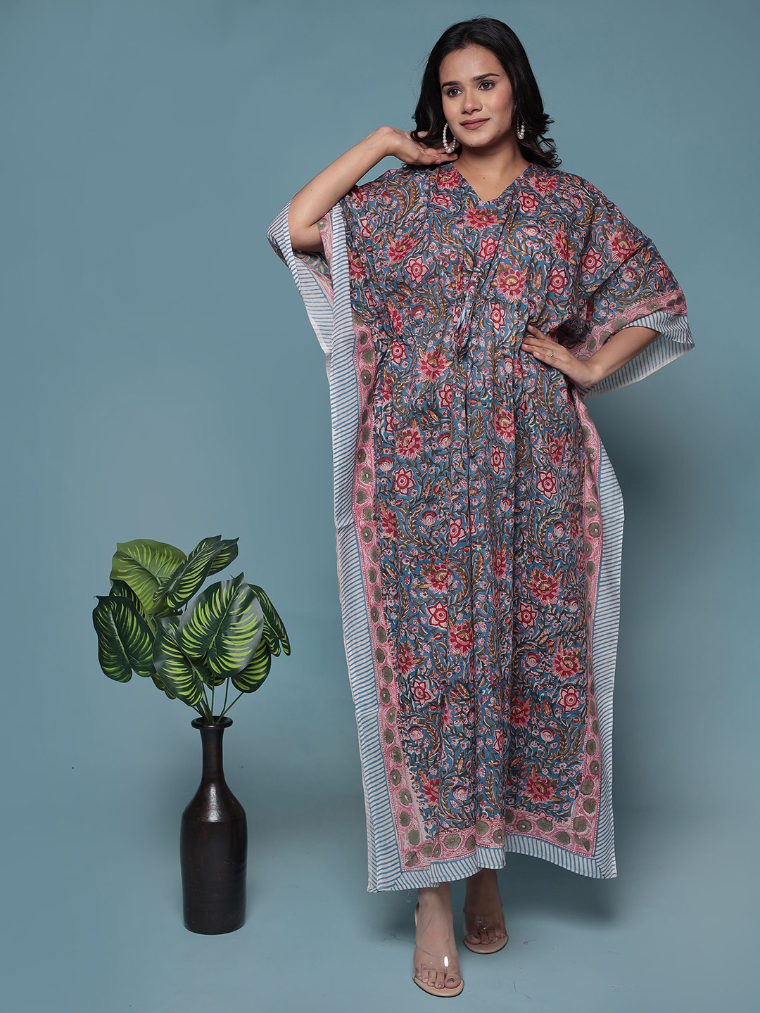 

Bohekant Women Printed Maxi Nightdress, Blue