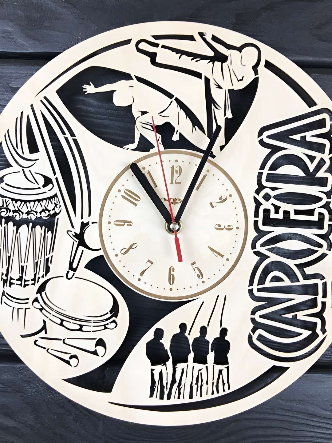 

QEZNEF Beige & Black Printed Analogue Wooden Contemporary Wall Clock