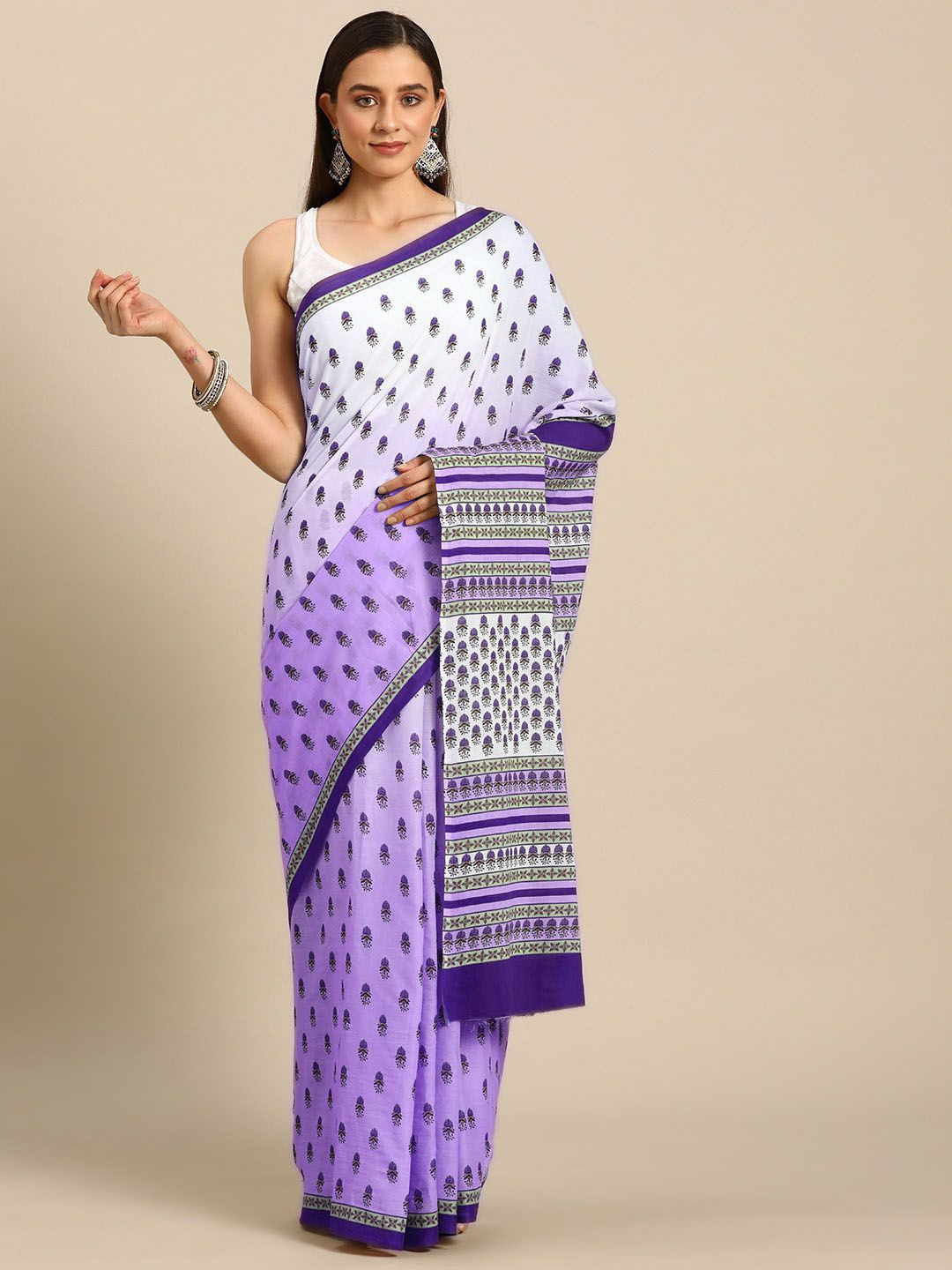 

BUTA BUTI Wome Floral Printed Sarees, Lavender