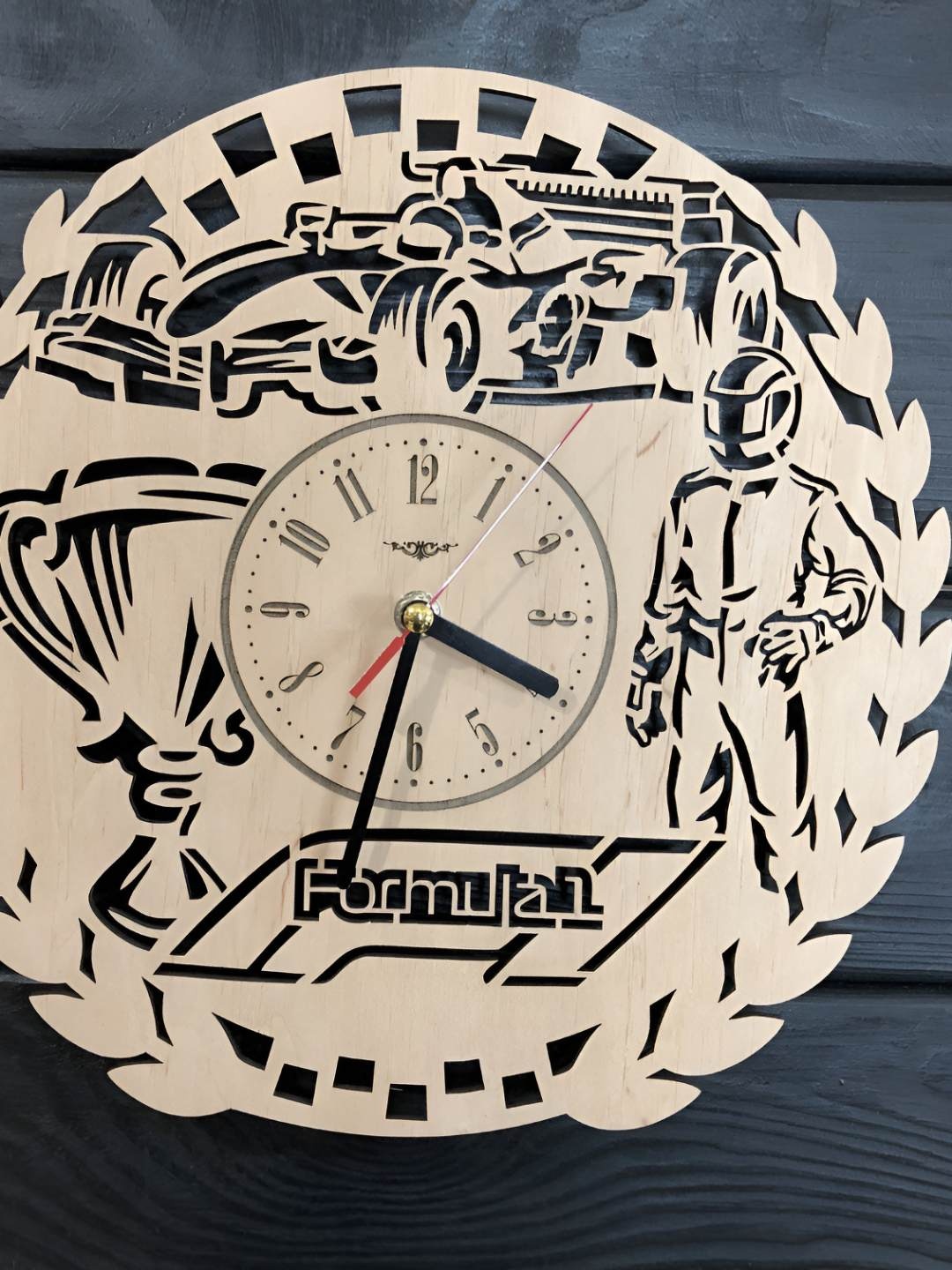 

QEZNEF Beige & Brown Printed Round Analogue Wooden Wall Clock Without Glass