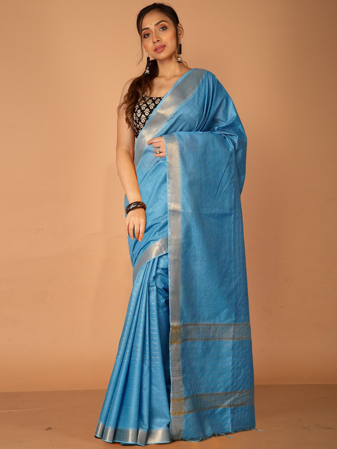 

Unnati Silks Zari Handloom Chanderi Saree, Blue
