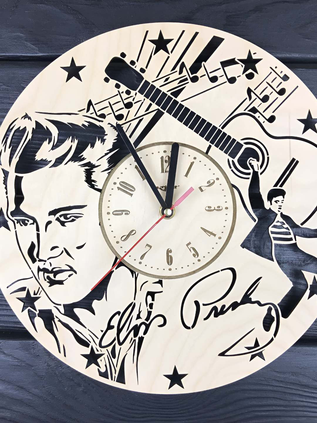 

QEZNEF Beige Printed Round Shaped Contemporary Analogue Wooden Wall Clock