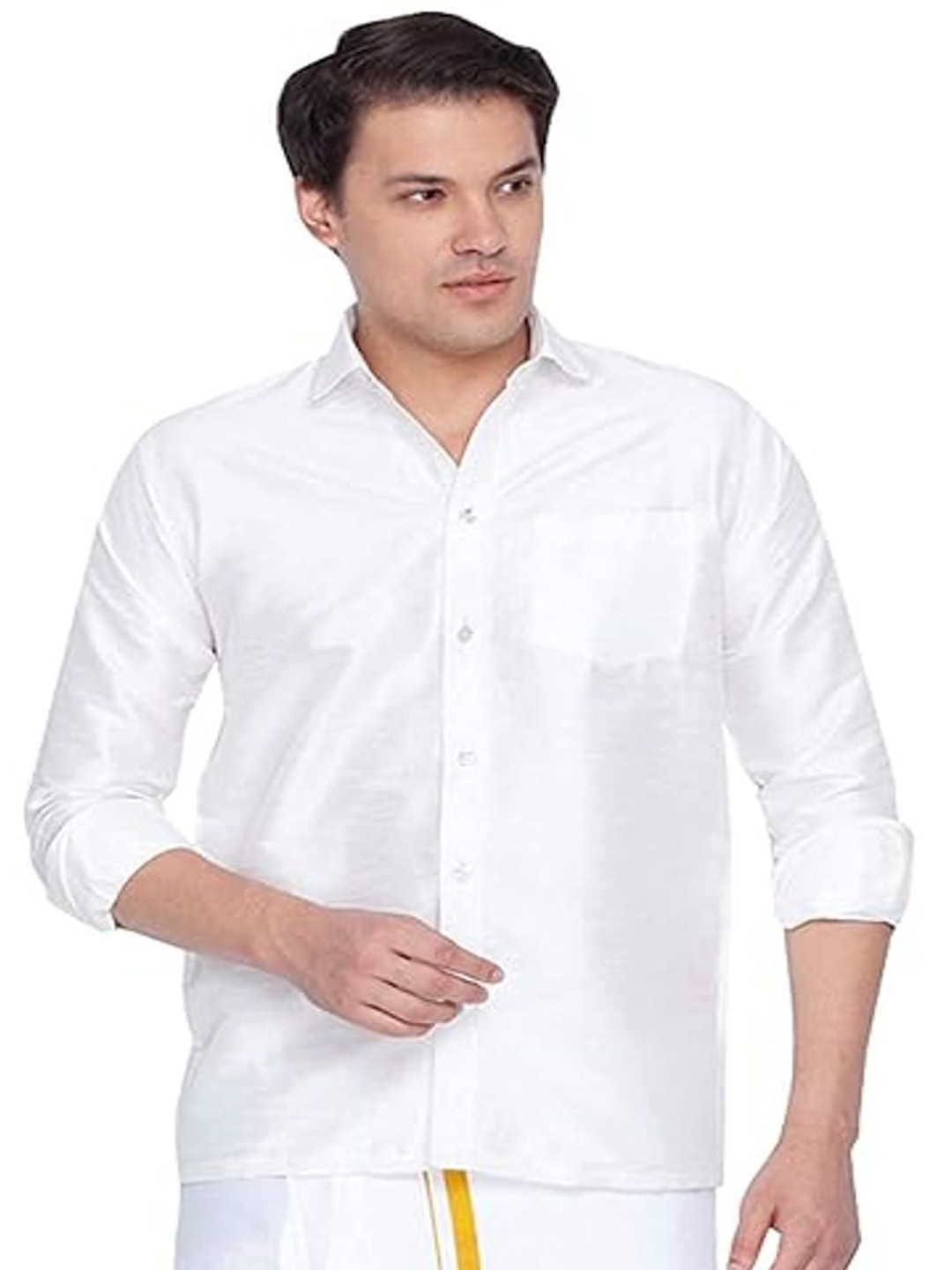 

BANHUSSAIN Men Sheer Party Shirt, Cream
