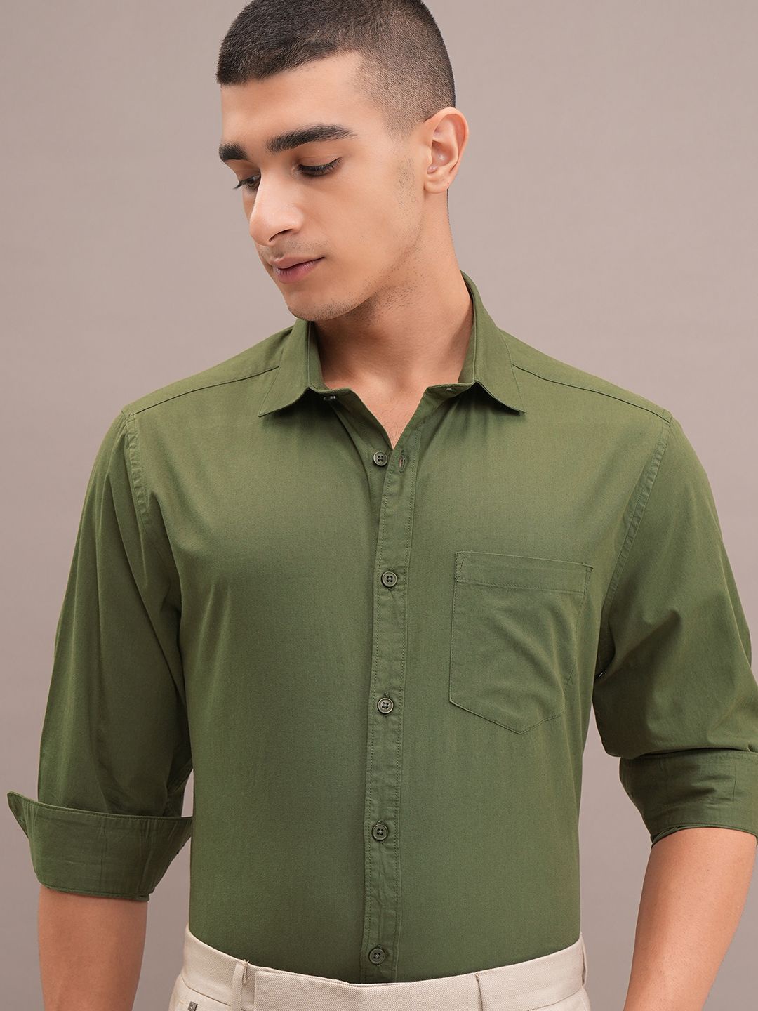 

KETCH Men Dark Solid Slim Fit Shirt, Green