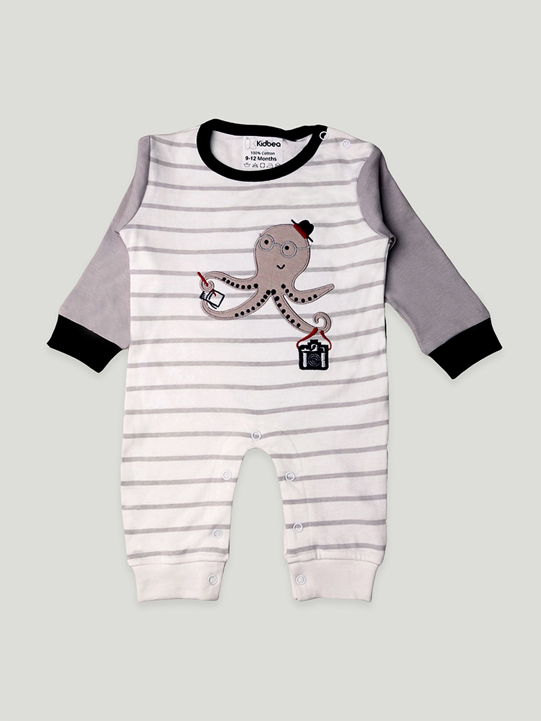 

Kidbea Infant Striped Organic Cotton Romper, Grey