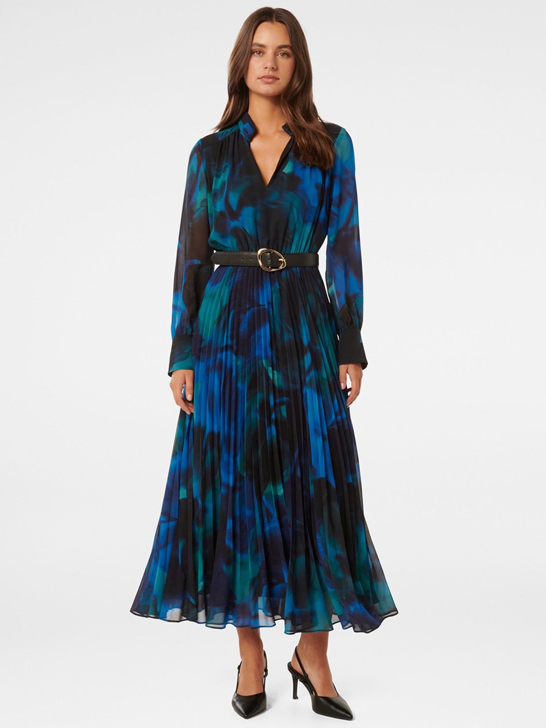 

Forever New Women Floral Print Fit & Flare Maxi Dress, Blue