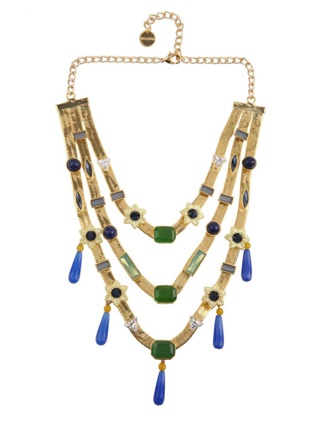 

VALLIYAN BY NITYA 18KT Gold-Plated Stone Studded Three Layered Floral Candy Necklace
