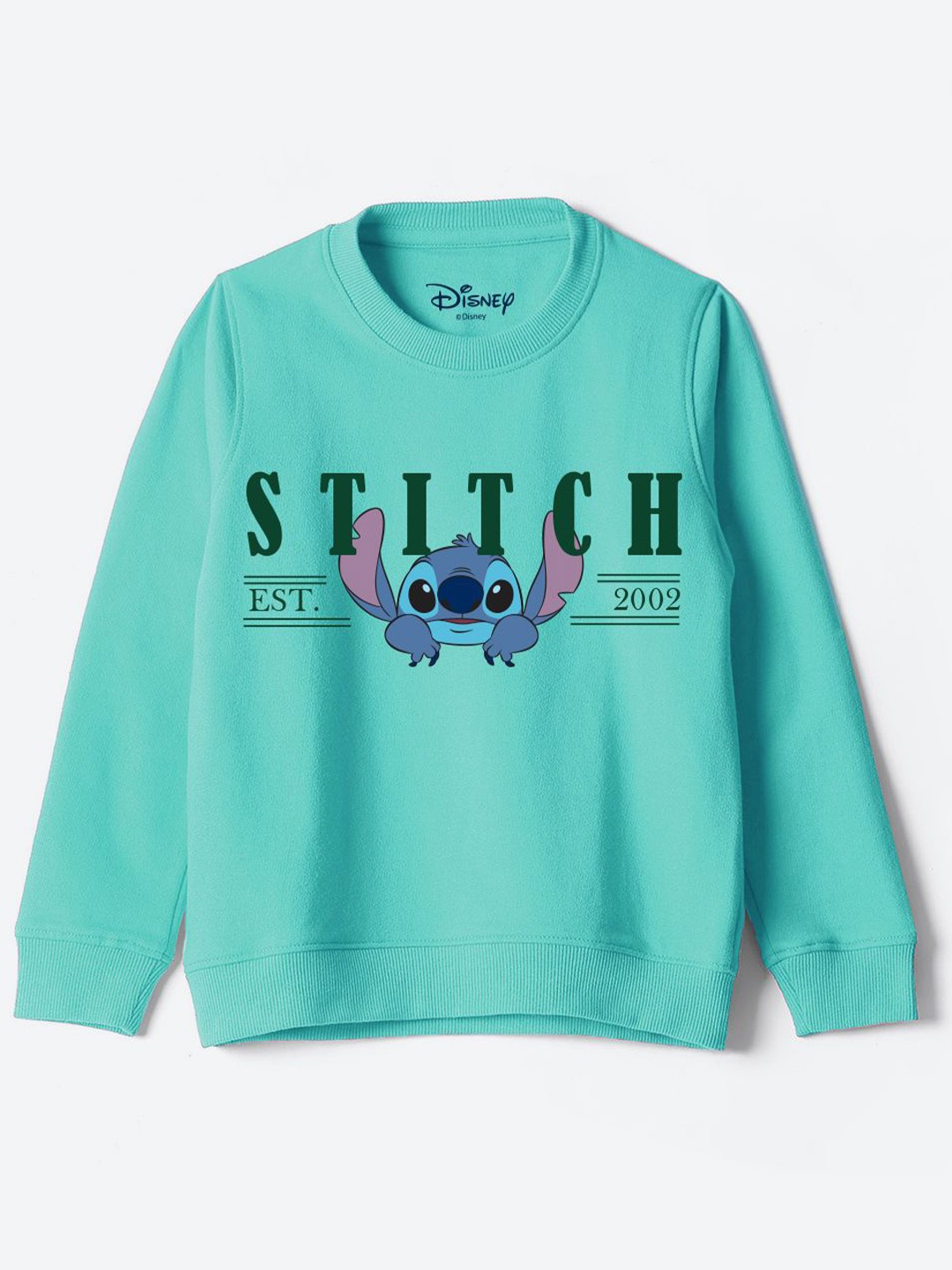 

YK Disney Unisex Kids Graphic Printed Round Neck Cotton Pullover Sweatshirt, Turquoise blue