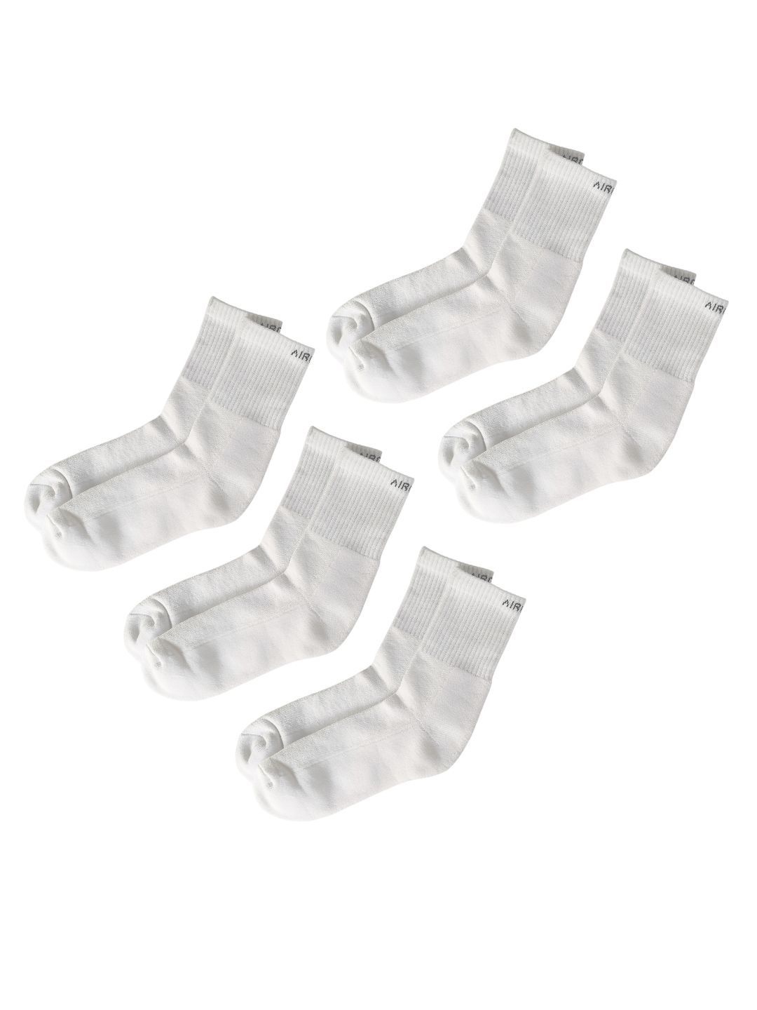 

AIR GARB Unisex Pack Of 5 Cotton Ankle-Length Socks, White