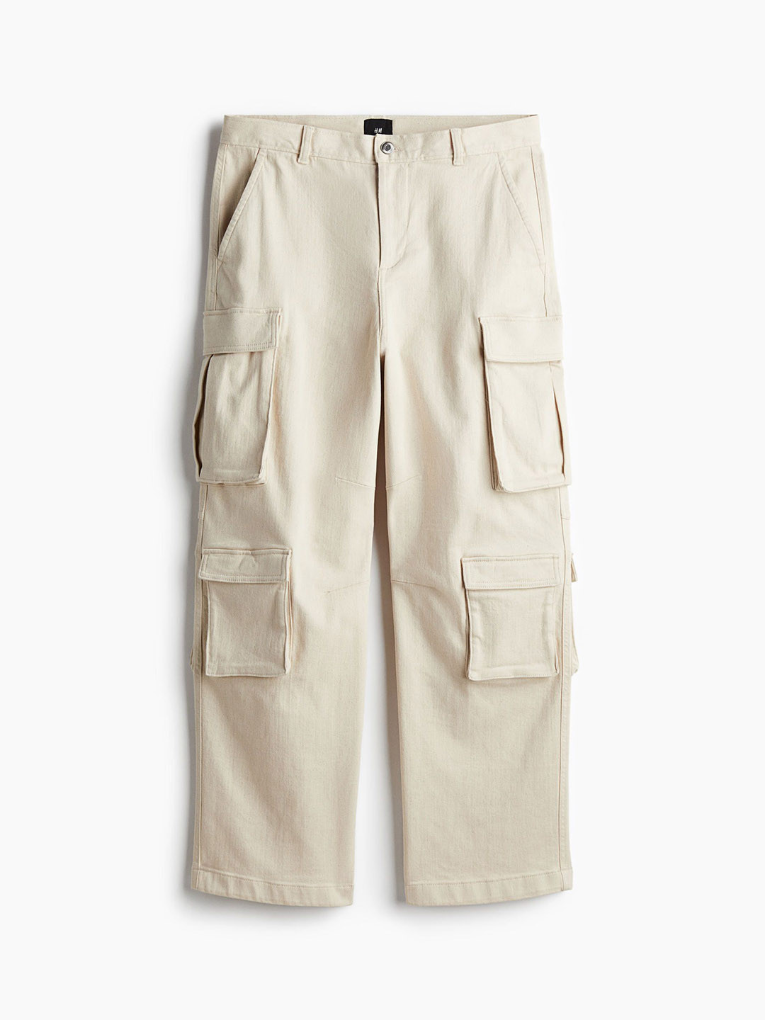 

H&M Men Loose Fit Cargo Trousers, White