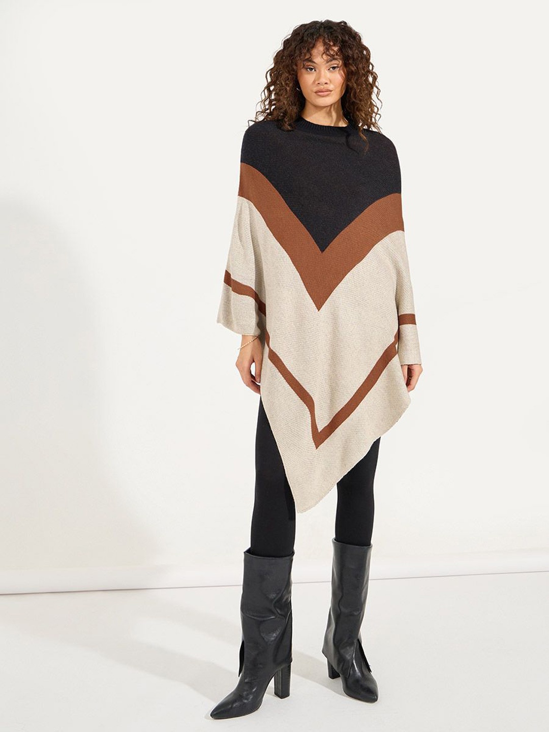 

Styli Women High Neck Boxy Fit Sweater, Beige