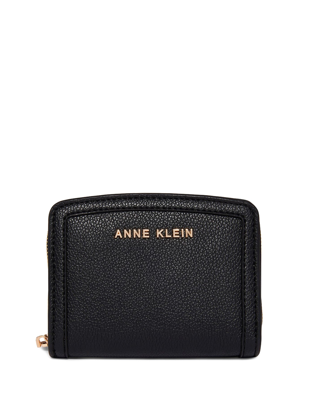 

ANNE KLEIN Women Synthetic Leather Textured Zip Around Wallet, Black