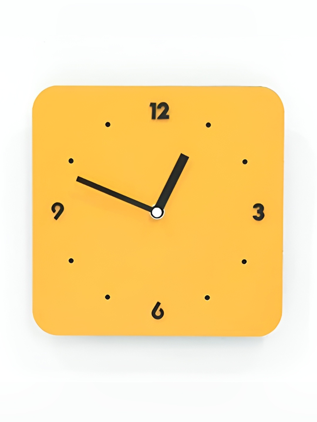 

QEZNEF Yellow & Black Square Analogue Wooden Wall Clock Without Glass