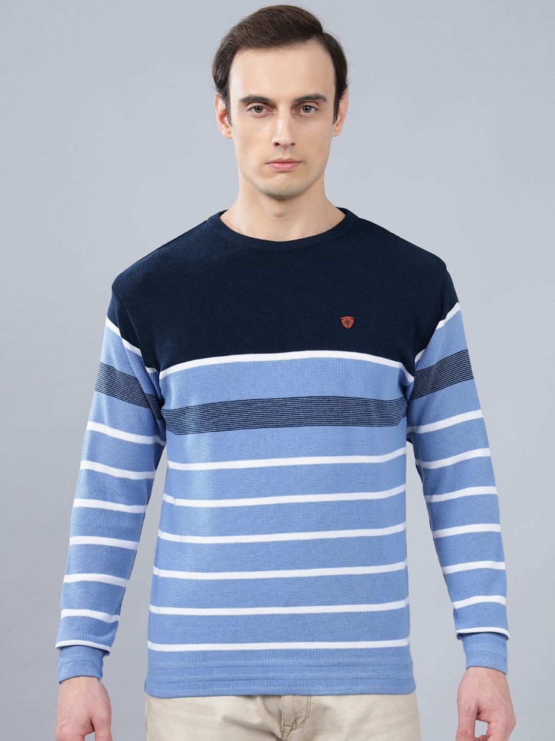 

Cantabil Men Striped Pullover Sweater, Blue