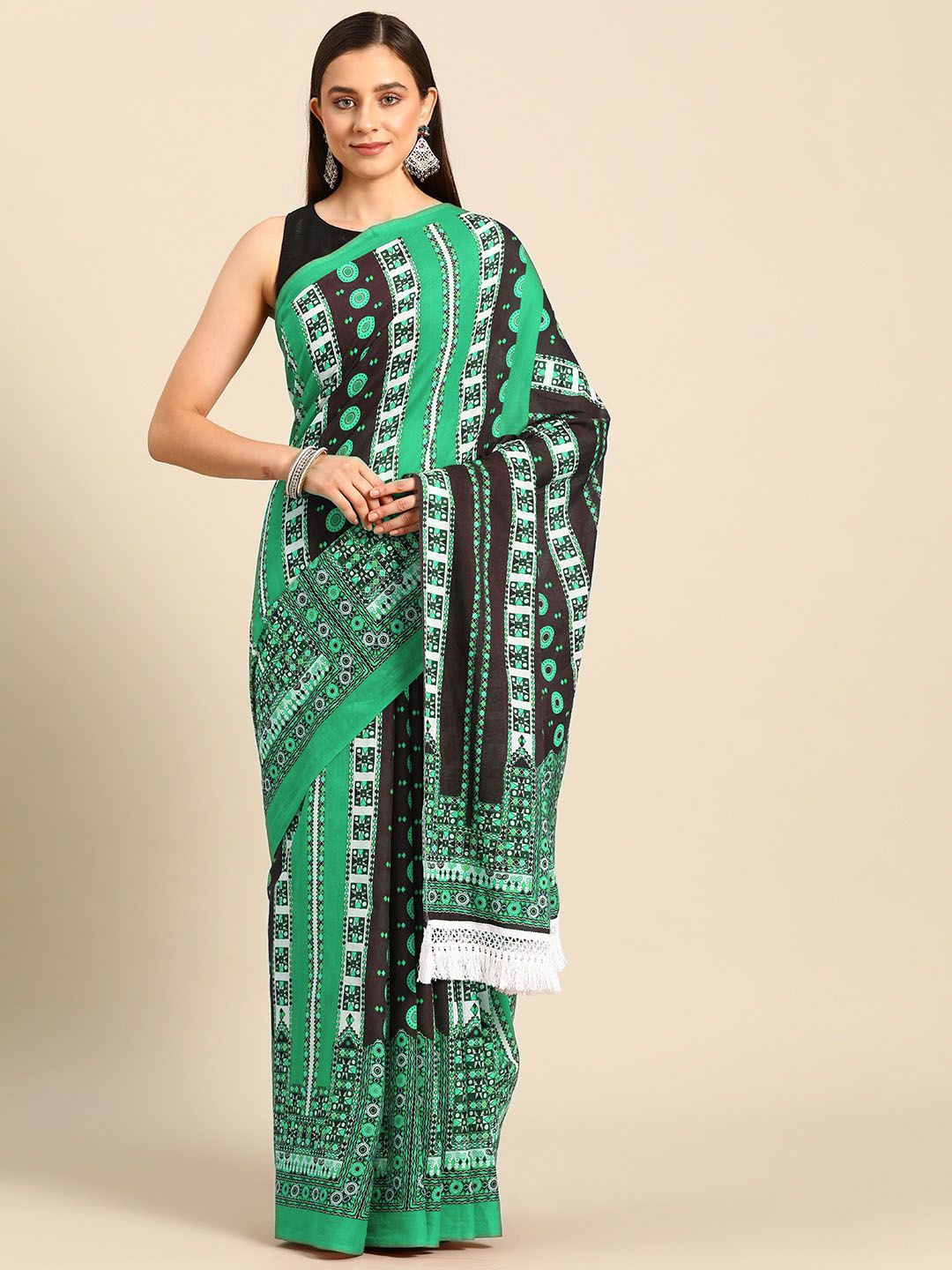 

BUTA BUTI Pure Cotton Saree, Green