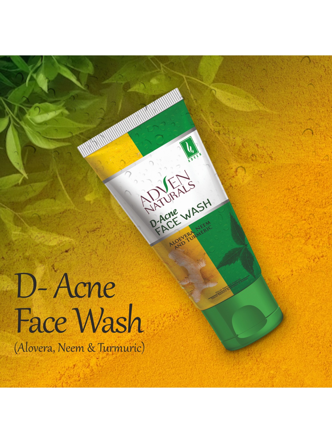 

ADVEN Naturals D-Acne Face Wash With Aloe Vera & Neem 100 g, Yellow
