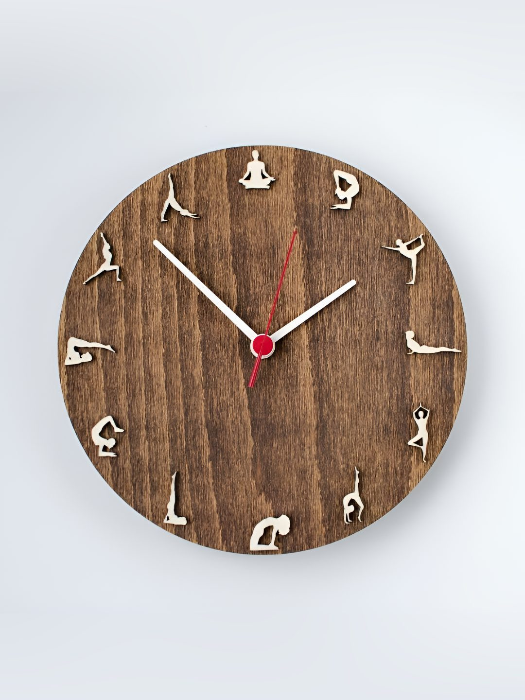 

QEZNEF White & Brown Round Analogue Wooden Wall Clock Without Glass
