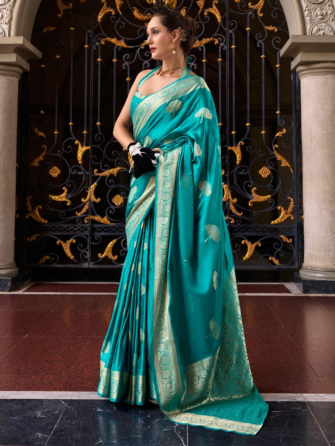 

Anouk Ethnic Motifs Zari Woven Design Banarasi Saree, Blue