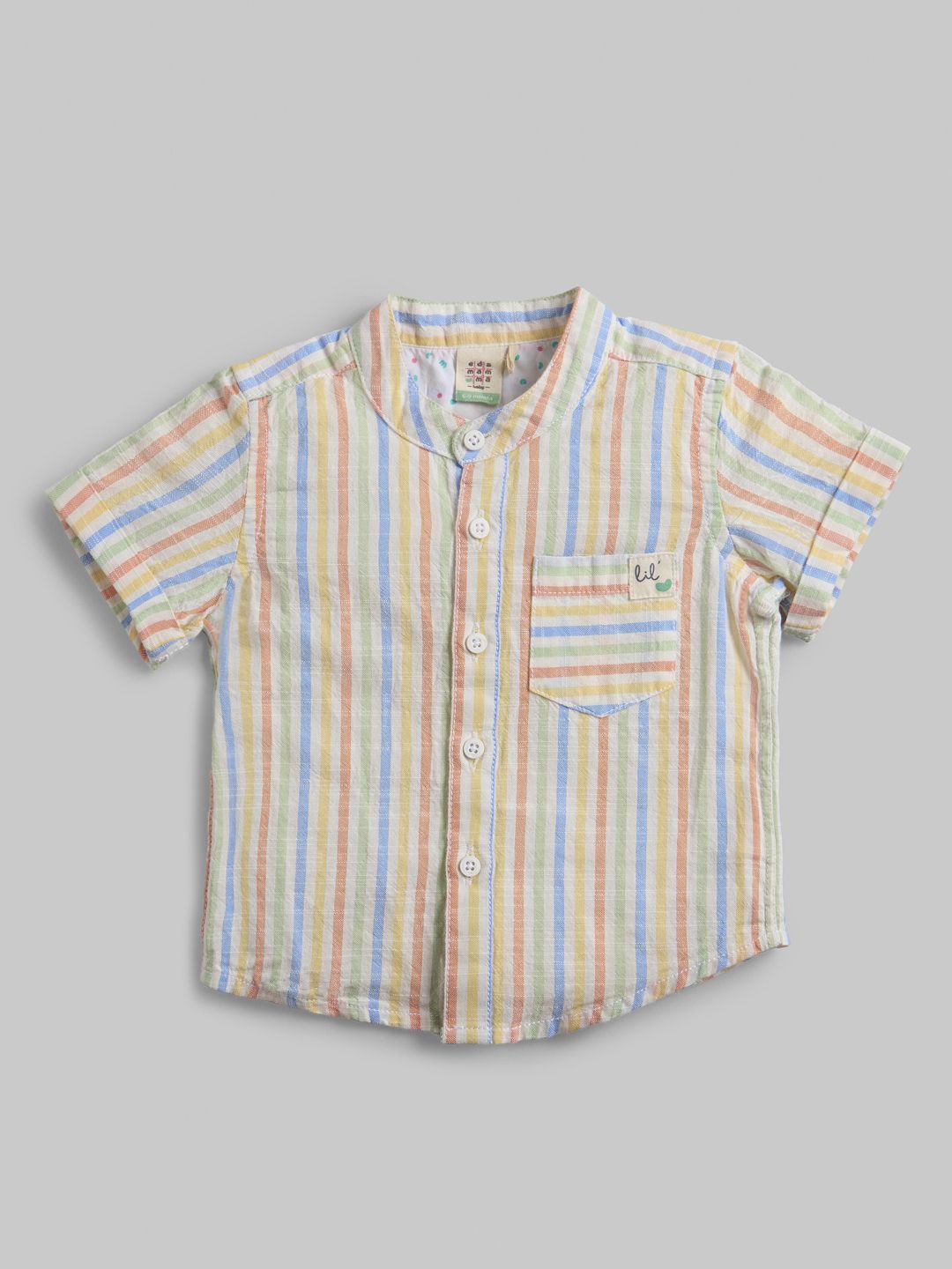 

Ed-a-Mamma Baby Boys Premium Multi Stripes Opaque Striped Casual Shirt, White