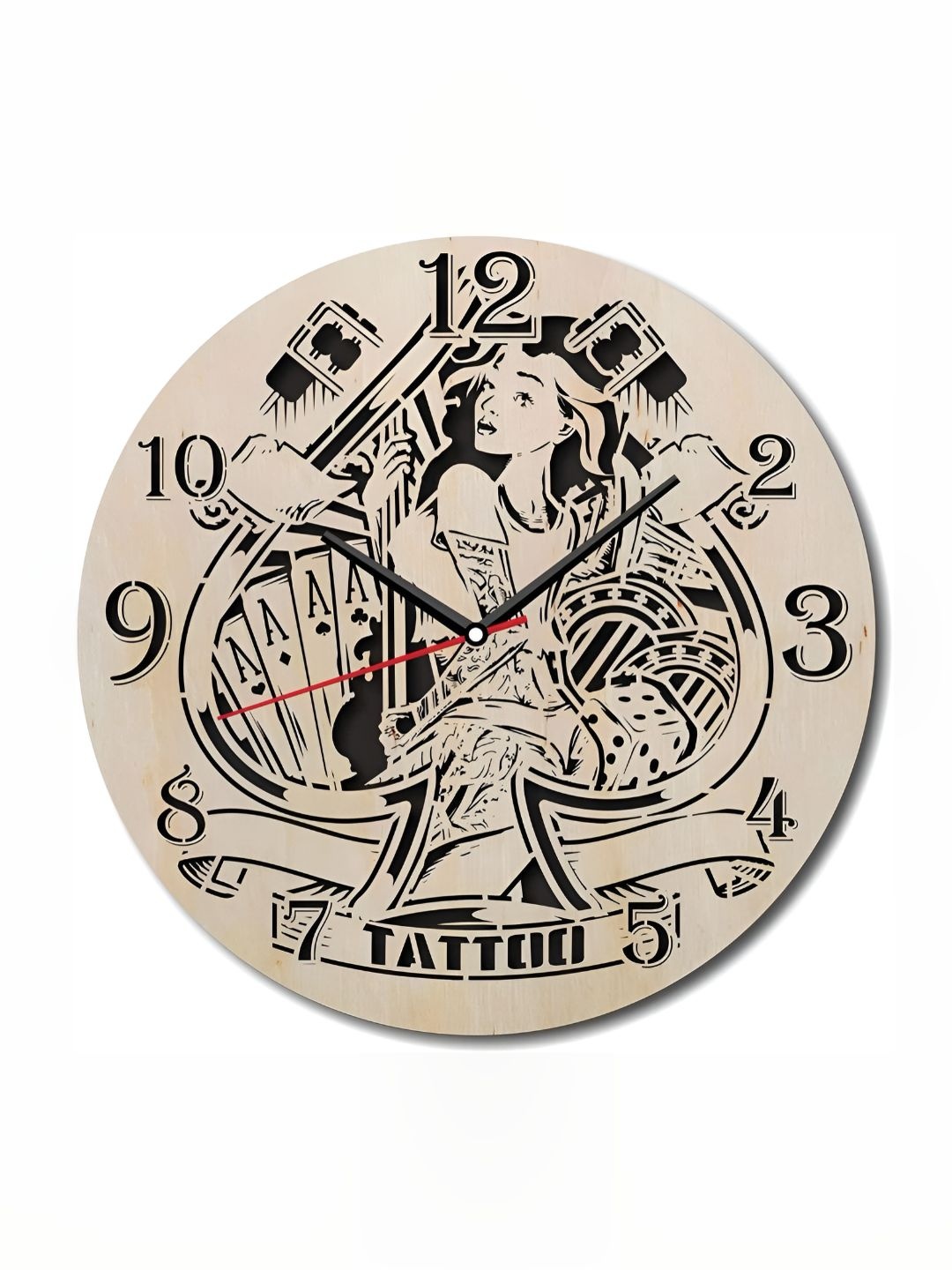 

QEZNEF Black Textured Round Contemporary Analogue Wooden Wall Clock Without Glass