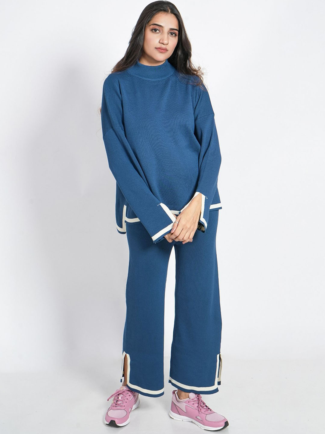 

ANSEE by Addery High Neck Top With Trousers, Blue