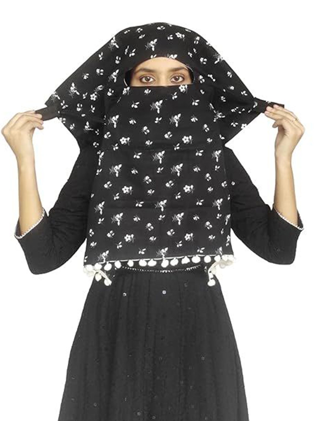 

SWITCHON Women Floral Printed Scarf, Black