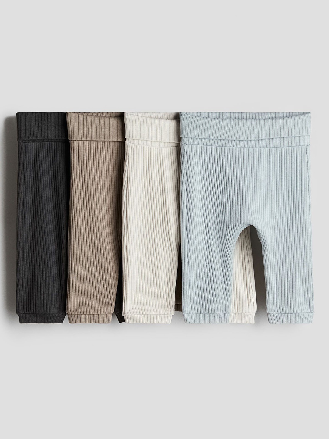 

H&M Infants Boys 4- Pack Ribbed Cotton Trousers, Turquoise blue