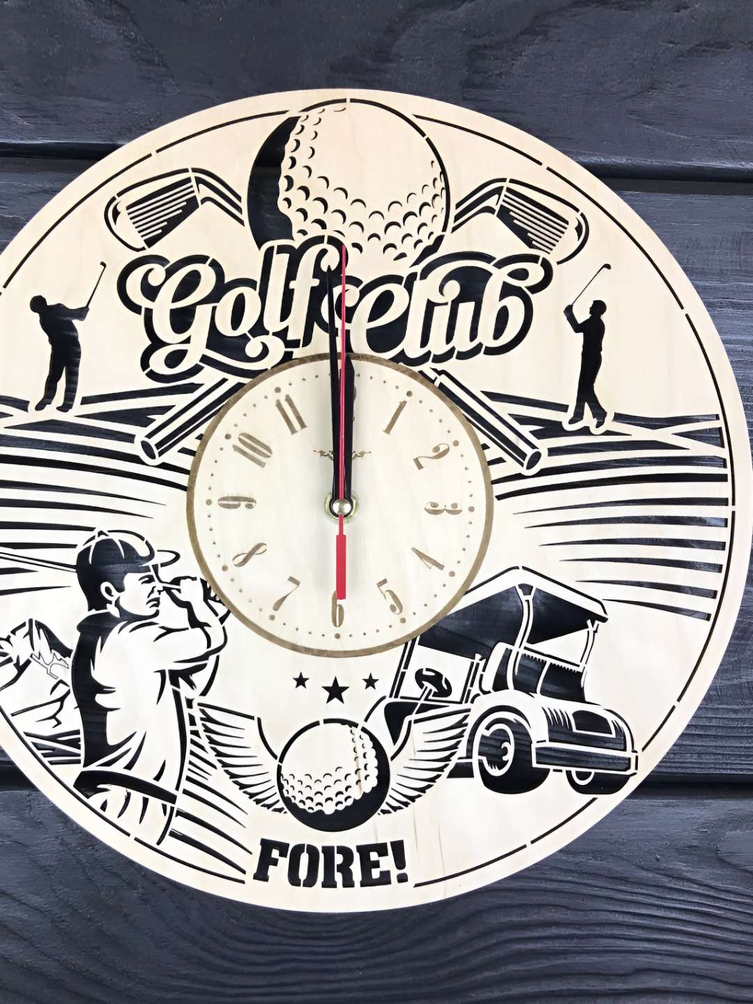 

QEZNEF Beige & Black Printed Round Wooden Analogue Contemporary Wall Clock