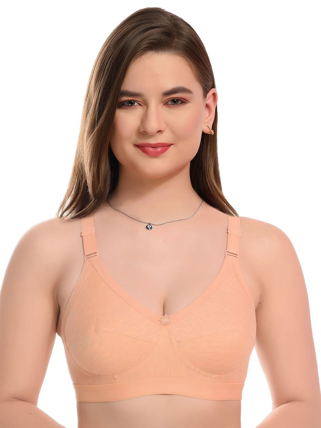 

don't Shy Women Full Coverage Solid Bra, Peach