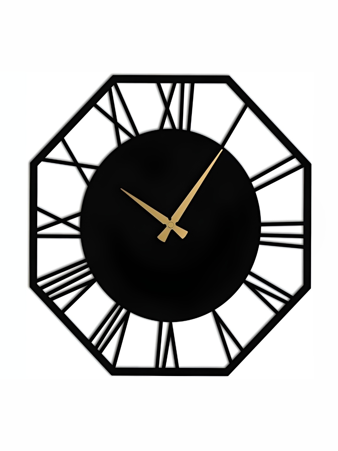 

QEZNEF Black & Yellow Contemporary Hexagon Shaped Wooden Wall Clock