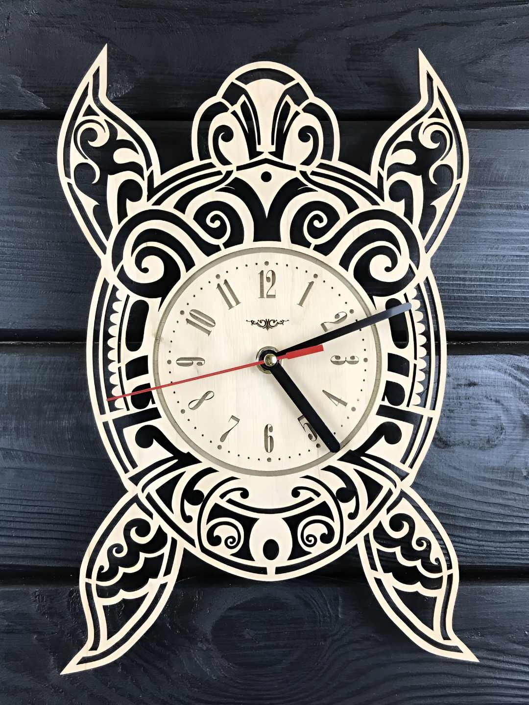 

QEZNEF Beige & Brown Textured Quirky Analogue Wooden Wall Clock Without Glass