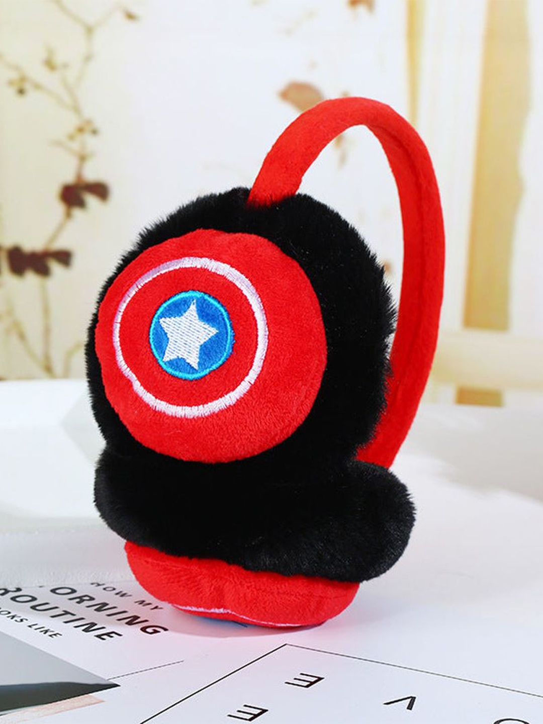 

SYGA Boys Captain America-Design Cold Protection Fur Earmuffs Headband, Red