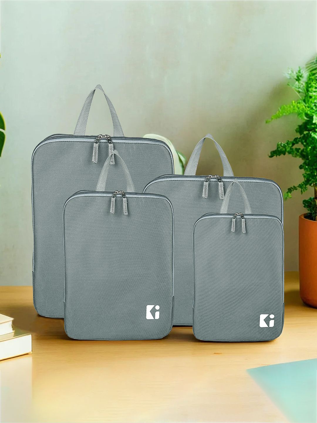 

Kuber Industries Set Of 4 Waterproof Travel Kit For Toiletries With Handles, Grey
