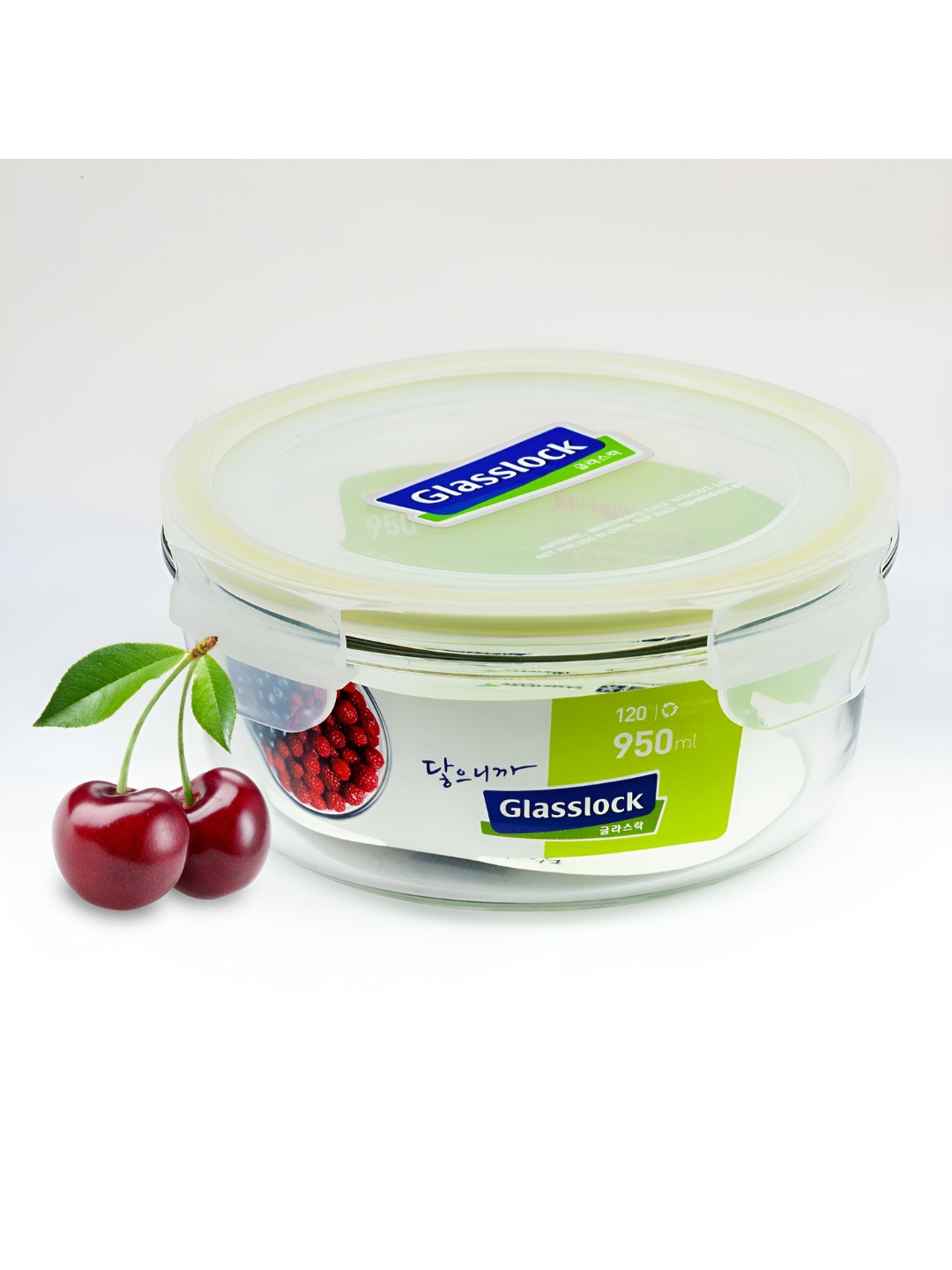 

Glasslock Transparent Glass Microwave Safe Round Fridge Container 950 ml