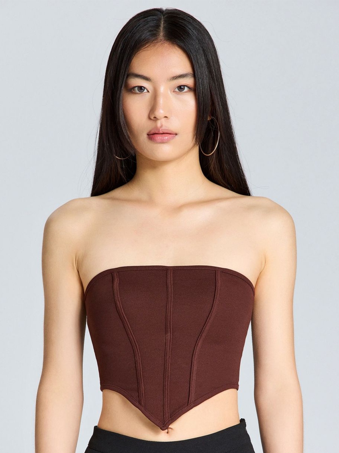

ZOMODA Women Solid Off-Shoulder Top, Brown