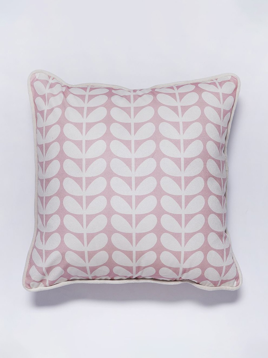 

SANSKRUTIHOMES Pink & White Floral Velvet Square Cushion Covers